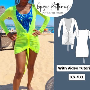 Long Sleeves Swimsuit Coverup Pattern | Beach Coverup Pattern | Swimsuit Sewing Pattern | Women Swimwear Pattern | Instant Download XS-5XL