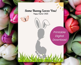 Easter Footprint Kids Art, Easter Footprint Craft, Easter Some Bunny Loves You Footprint Art, Easter Kids Footprint Art, Digital Download