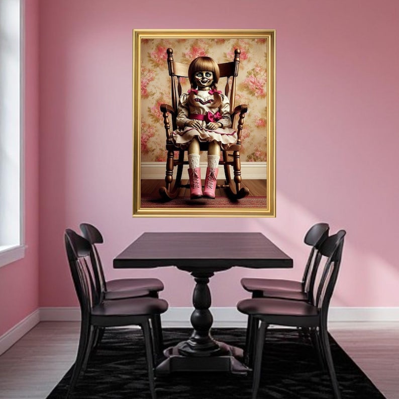 Conjuring Ghost Rocking Chair Annabelle Original Art Instant Download, Gothic Wall Art Decor, Horror ...