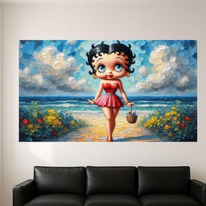 Betty Boop Arte Originale, Download Istantaneo, Arte Astratta, Arte a Olio, Arte Murale, Arte da Collezione, Pittura Testurizzata, Arte Retrò, Arte Popolare
