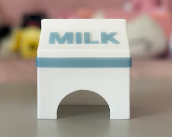 Unique Milk Carton Hide | Cute Kawaii Small Pet House | Pastel Reptile Japanese Hideaway
