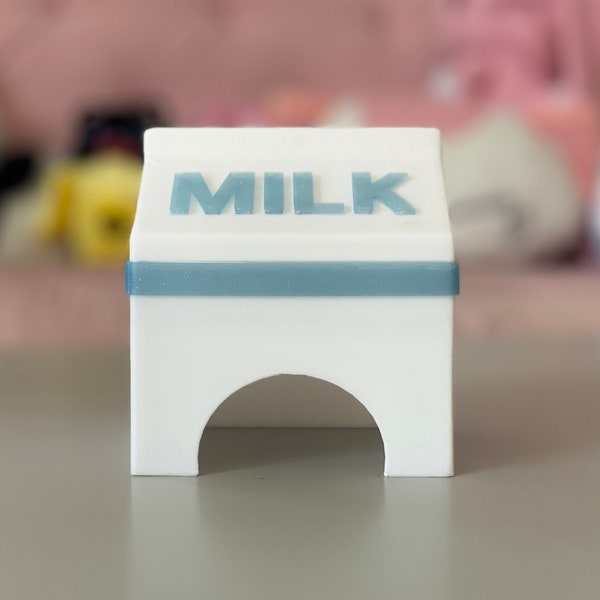 Milk Carton Small Pet Hide - Kawaii Hideaway House - Great for Geckos, Hamsters, Frogs, Mice, Fish Tanks and More!