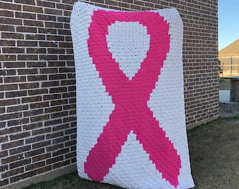 Awareness Ribbon Crochet Blanket Pattern - C2C Graph Pattern - Crochet Blanket - Awareness Ribbon Blanket - Cancer Awareness Blanket