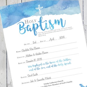Certificado de bautismo editable e imprimible / Descarga instantánea / Certificado de iglesia / Imprimibles religiosos / Bautismo