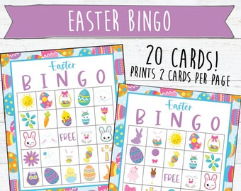Easter Bingo Cards | 20 Cards | Instant Download and Print | Easter Games | Printable Party Games | Classroom Games | Sunday School Games