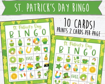 10 St. Patrick's Day Bingo Cards | Instant Download and Print | St. Patrick's Day Games | Printable Party Games | Classroom Games