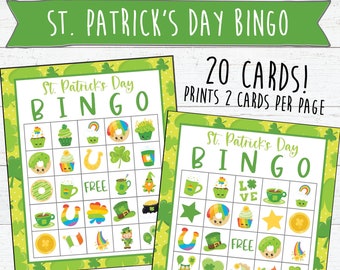 20 St. Patrick's Day Bingo Cards | Instant Download and Print | St. Patrick's Day Games | Printable Party Games | Classroom Games