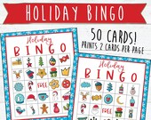 50 Christmas Bingo Printable Cards | Holiday Bingo Cards | Instant Download and Print | Christmas Games | Holiday Games | Classroom Games