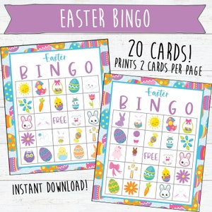 Easter Bingo Cards 20 Cards Instant Download and Print Easter Games Printable Party Games Classroom Games Sunday School Games image 1