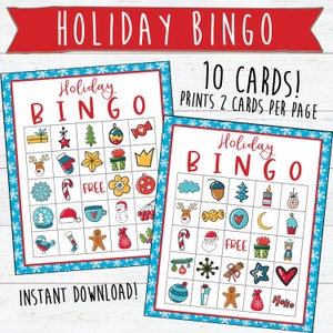 10 Christmas Bingo Printable Cards | Holiday Bingo Cards | Instant Download and Print | Christmas Games | Holiday Games | Classroom Games