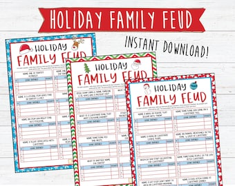 Christmas Family Feud Game | 24 Questions and Lightning Round | Printable | Christmas Family Games | Christmas Office Games | Holiday Games