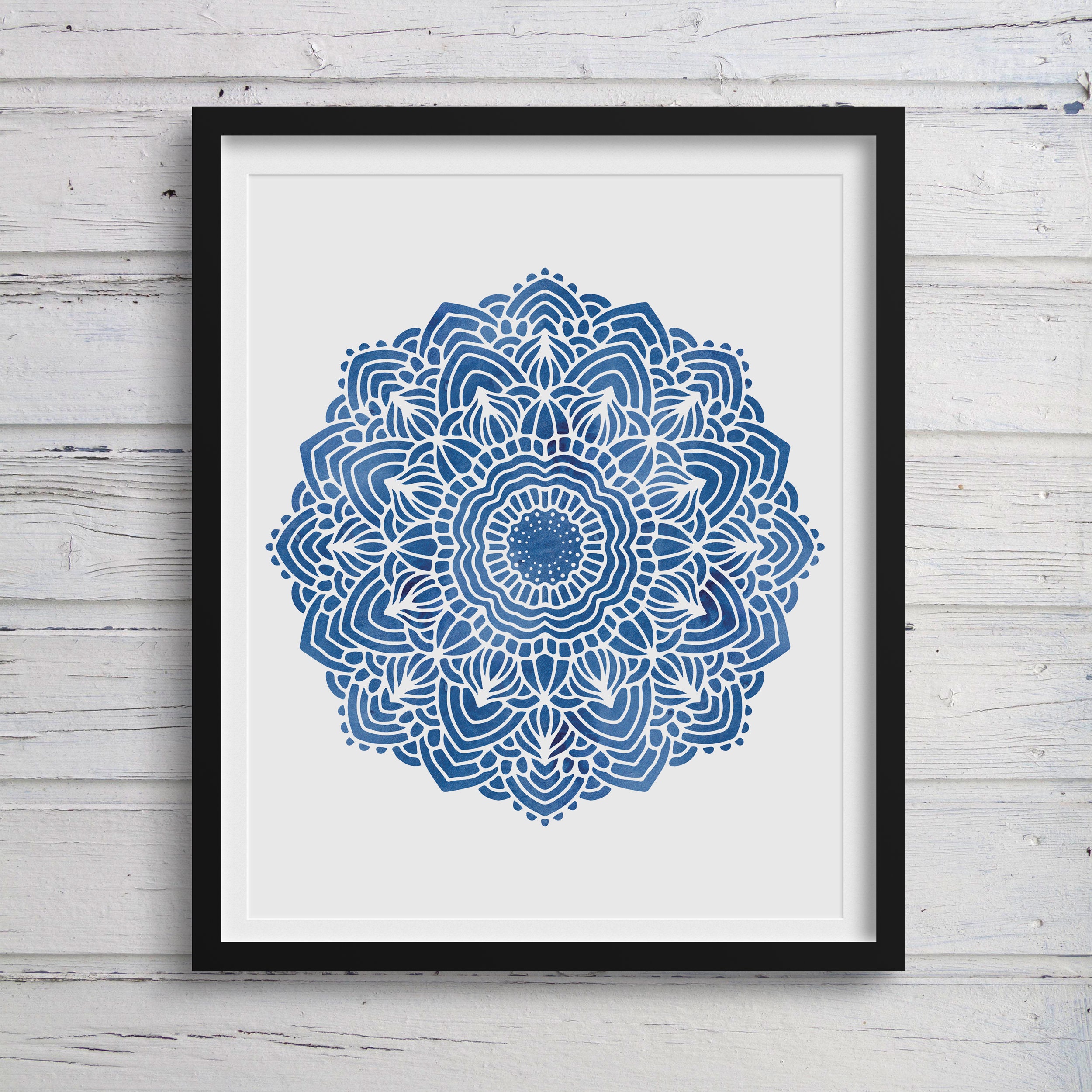 Set of 3 Blue Mandala Printable Wall Art Aqua Geometric - Etsy
