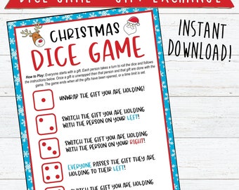 Christmas Party Gift Exchange Game | Dice Game | Christmas Party Games | Christmas Family Games | Instant Download | Holiday Games