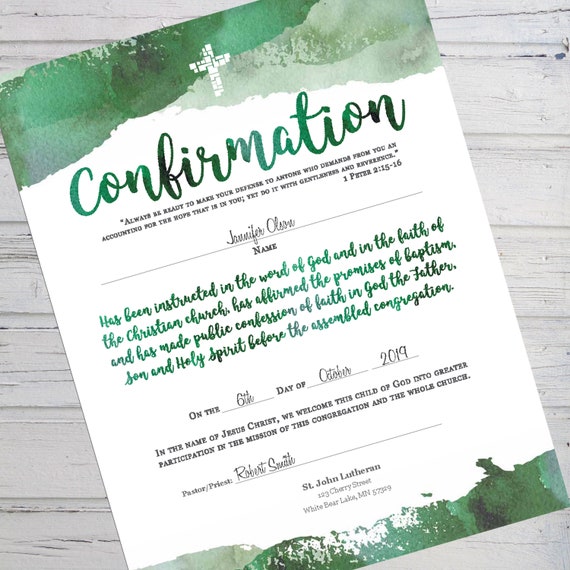Confirmation Certificate Editable and Printable Instant - Etsy