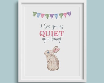 Nursery Bunny Wall Art | Printable Bunny Decorations | Newborn Baby Room Gift | I Love You Nursery Ideas | Baby Bunny Decorations