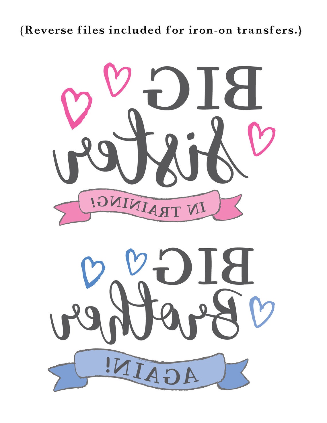 Big Sister and Big Brother Printables Instant Download Download &amp; Print Iron-on Transfer Big ...