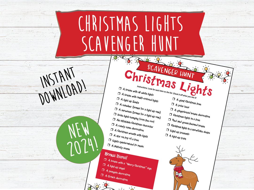 Christmas Light Scavenger Hunt Printable | Scavenger Hunt for Teens and ...