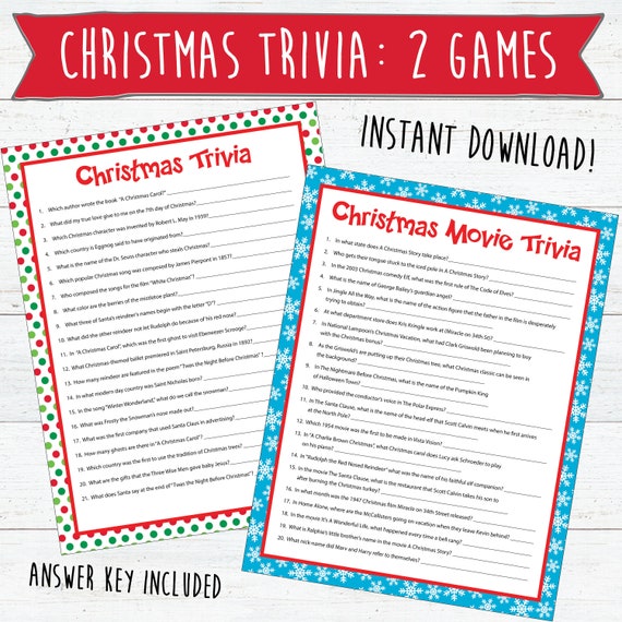 Christmas Trivia Printable Christmas Movie Trivia - Etsy