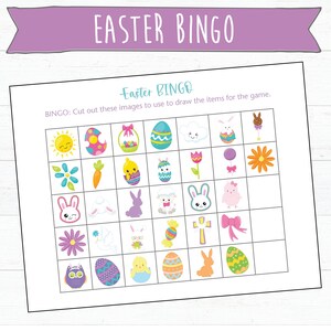 Easter Bingo Cards 20 Cards Instant Download and Print Easter Games Printable Party Games Classroom Games Sunday School Games image 2