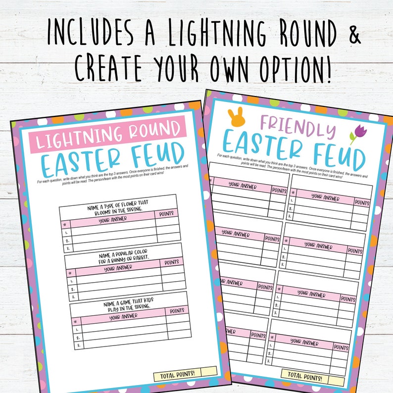Easter Family Feud Game Easter Printable Games 16 Questions and