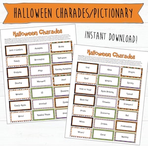 Halloween Charades Game | Halloween Party Games | INSTANT Download | Halloween Pictionary | Family Halloween Games | School Halloween Party
