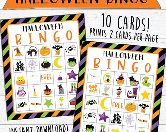 Halloween Bingo Cards | 10 Cards | Instant Download and Print | Halloween Games | Halloween Party Games | Classroom Games