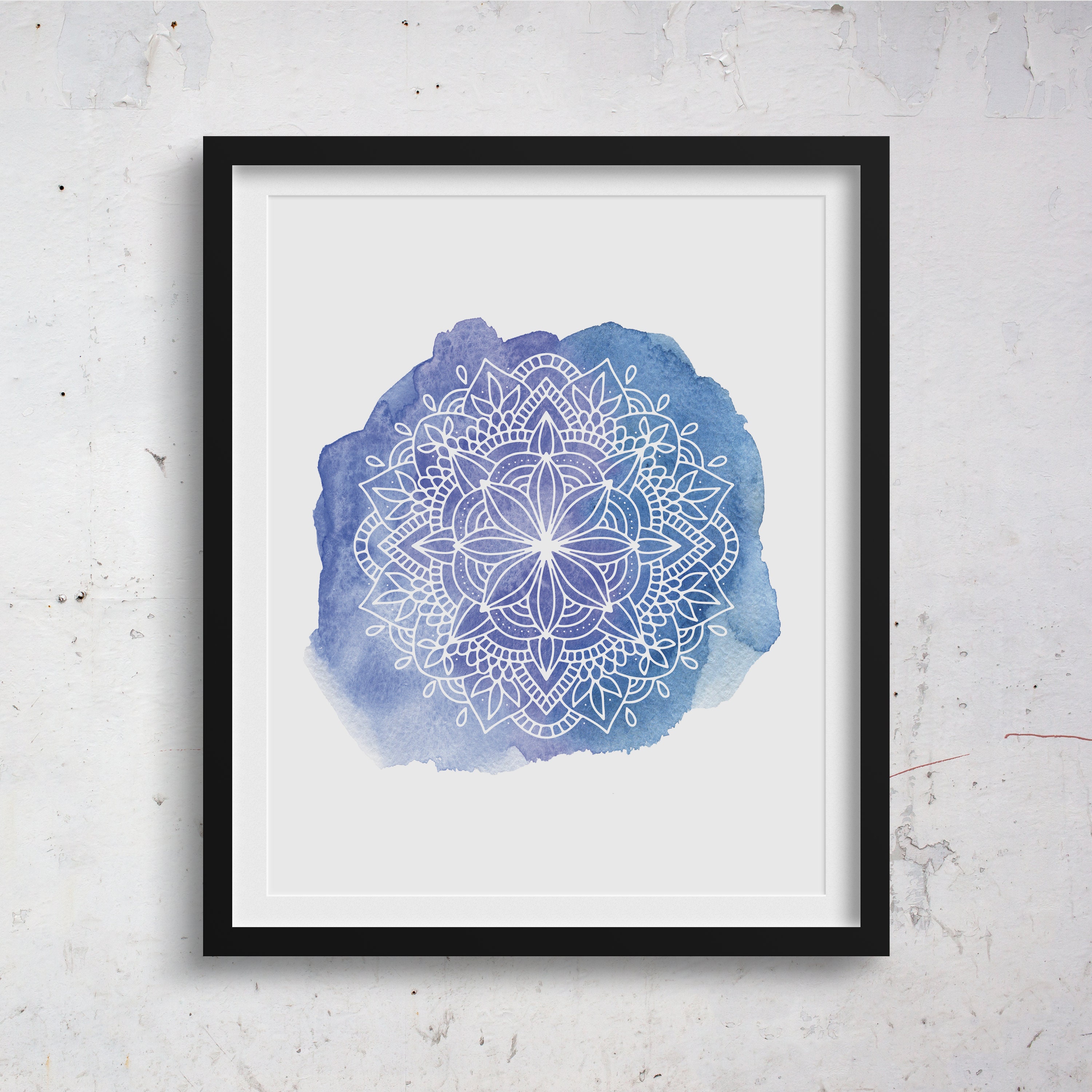 Blue Mandala Printable Wall Art Watercolor Aqua Geometric - Etsy