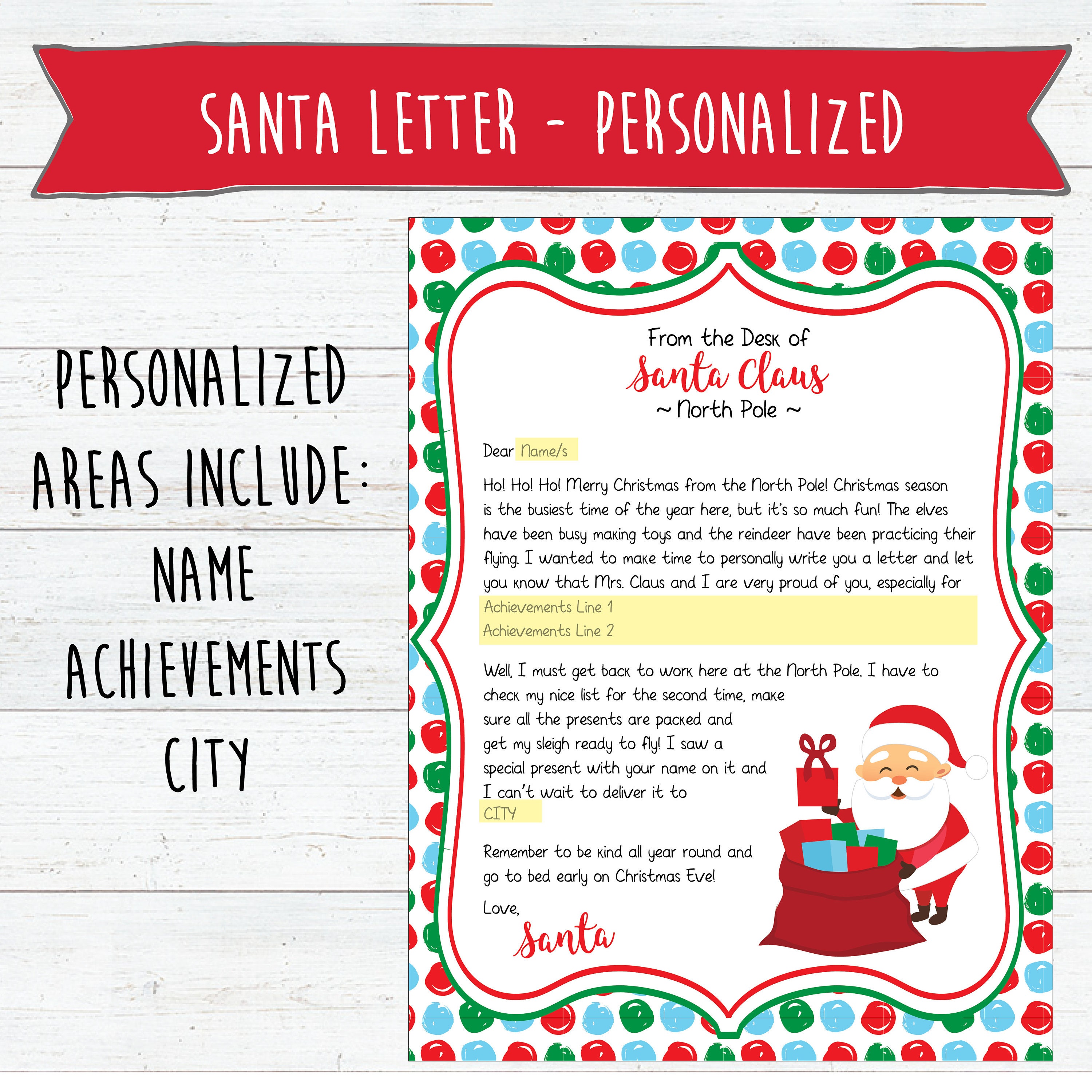 Letter From Santa Printable | Personalized | Naughty and Nice List ...