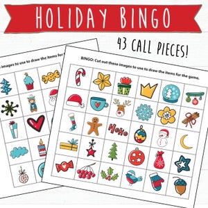 20 Christmas Bingo Printable Cards Holiday Bingo Cards Instant Download and Print Christmas Games Holiday Games Classroom Games image 2