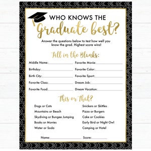 Who Knows The Graduate Best Game Graduation Party Games Graduation Quiz Graduation Trivia Instant Download Printable image 2