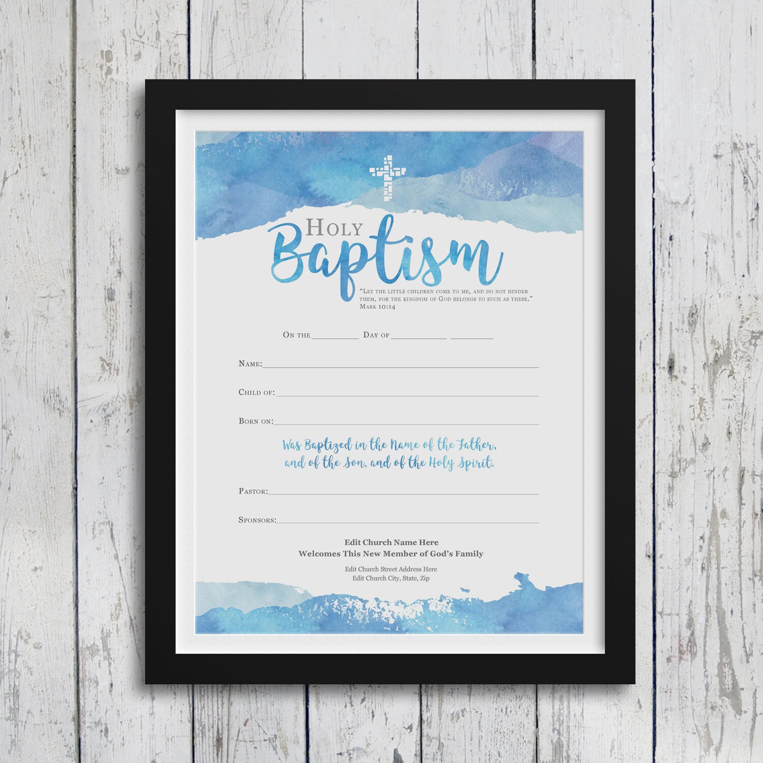 Baptism Certificate Editable and Printable Instant Download | Etsy