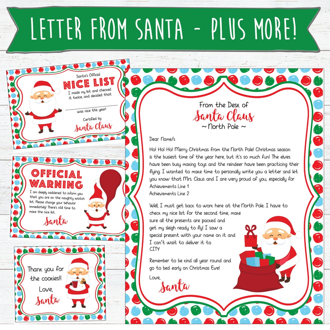 Letter From Santa Printable Personalized Naughty and Nice List Cookies ...