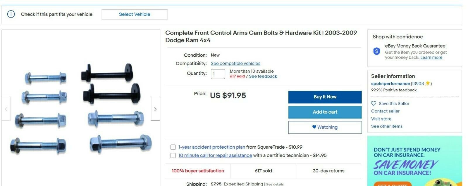 Complete Front Control Arms Cam Bolts & Hardware Kit2003-2009 Dodge Ram 4x4 Complete Front Control Arms Cam Bolts & Hardware Kit2003-2009 Dodge Ram 4x4