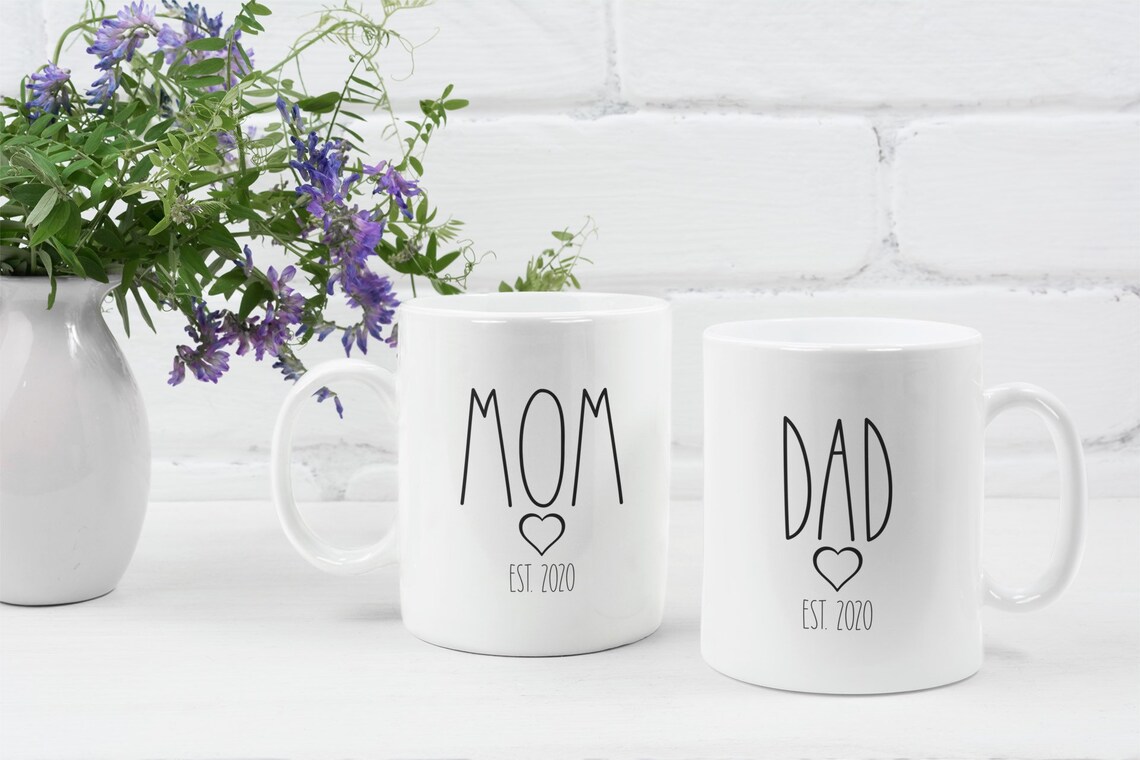 Mom and Dad Coffee Mugs New Parents Valentines Mug Set Baby Etsy