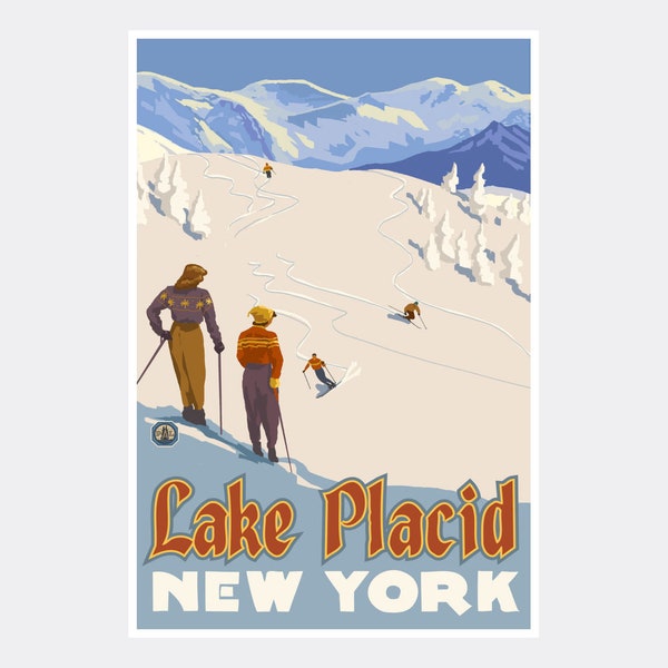 Lake Placid Ski Poster: New York Mountain Travel Art Print