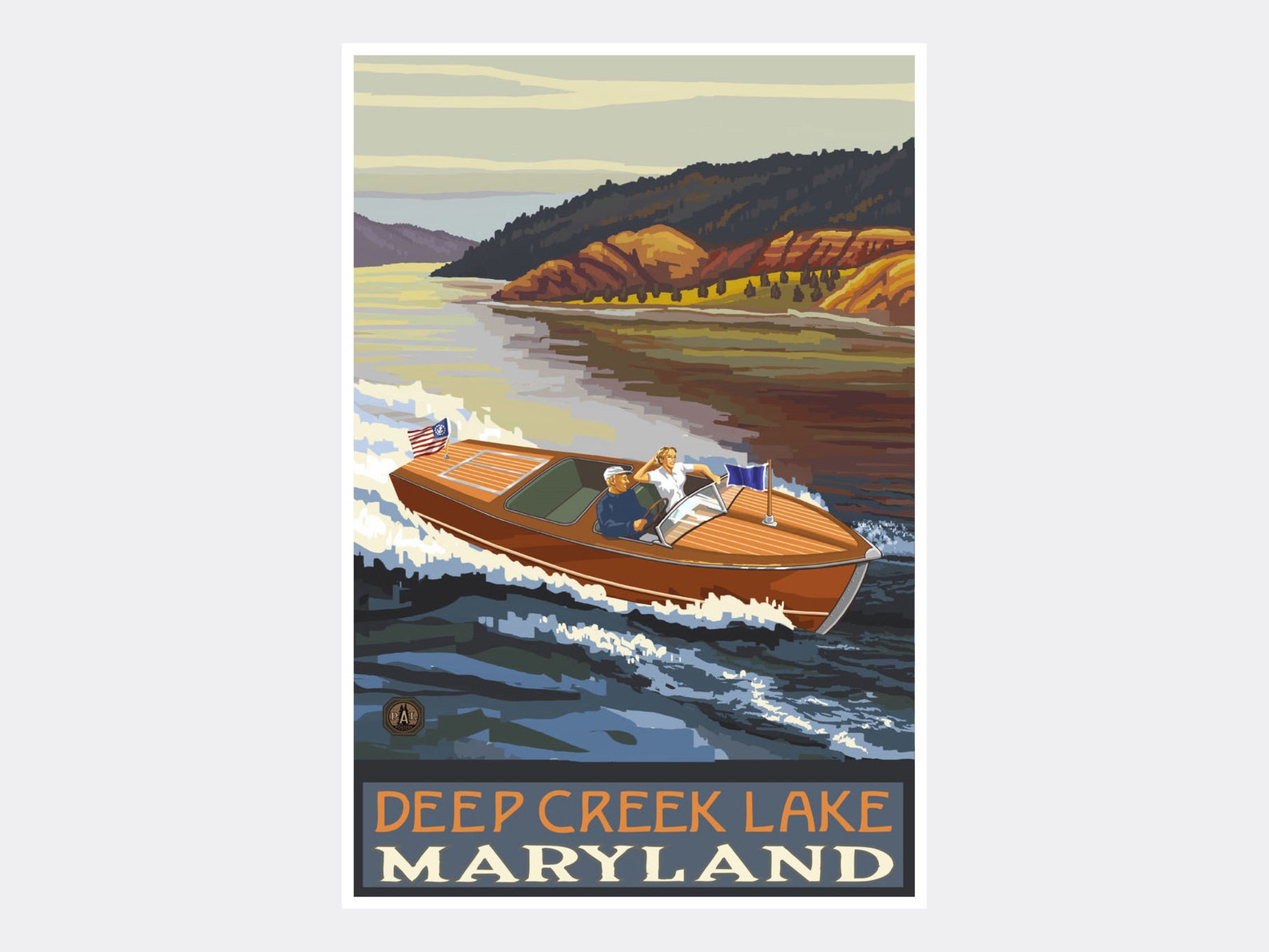 Deep Creek Lake Maryland Woodie Boat Lake Giclee Art Print Etsy