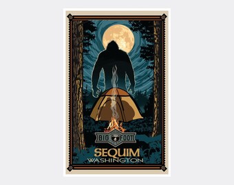 Sequim Washington Giclee Art Print Poster from Travel Artwork by Artist Paul A. Lanquist