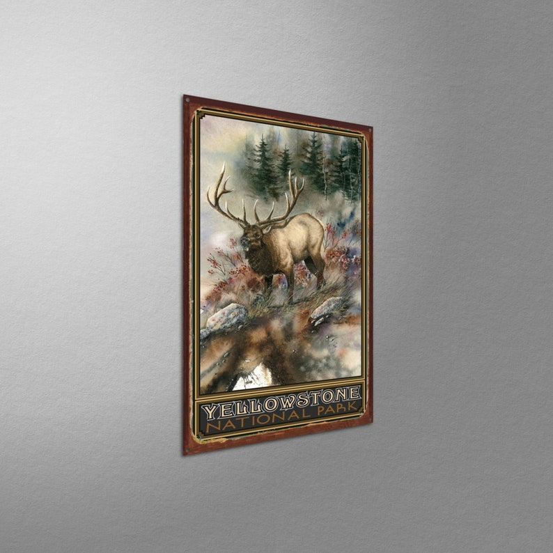 Yellowstone National Park Ridge Runner Elk Giclee Art Print Poster from Original Watercolor by Artist Dave Bartholet