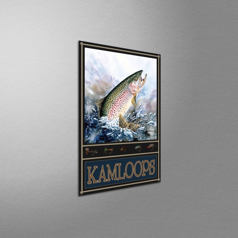 Kamloops Canada Rainbow Trout Giclee Art Print Poster from Original Watercolor by Artist Dave Bartholet