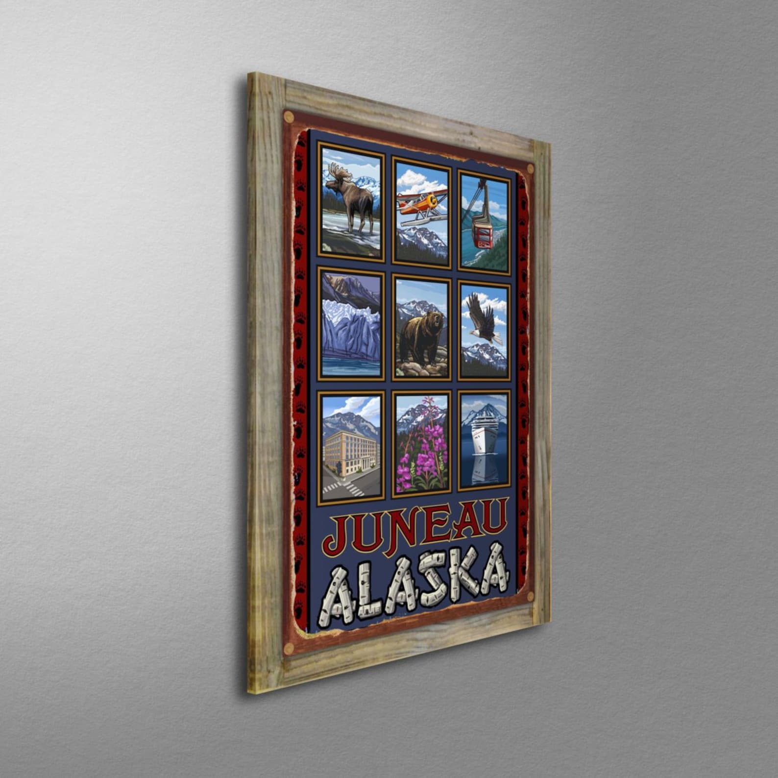 Juneau Alaska Collage Giclee Art Print Poster From Travel Etsy