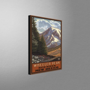 Wheeler Peak, Red River, NM Stretch Canvas, Pillow, Blanket from Travel Artwork by Artist Paul A. Lanquist