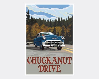 Chuckanut Drive Art Print: Bellingham Washington Travel Poster