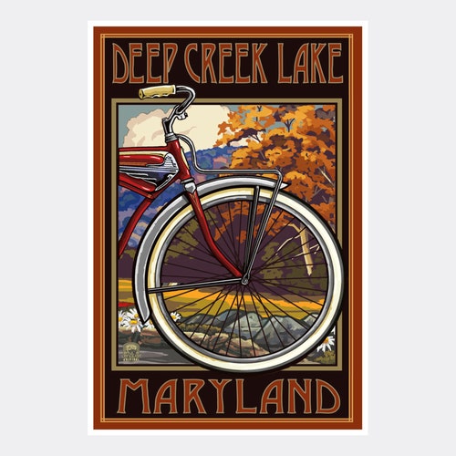 Deep Creek Lake Maryland Woodie Boat Lake Giclee Art Print Etsy