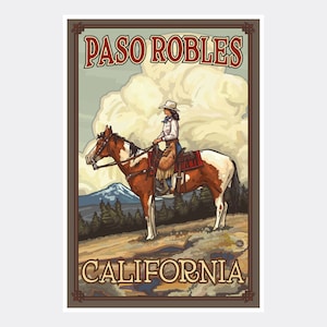 Paso Robles California Giclee Art Print Poster from Travel Artwork by Artist Paul A. Lanquist