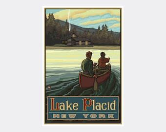 Lake Placid New York Art Print: Vintage Travel Poster