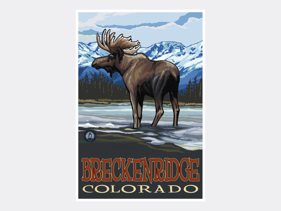 Breckenridge Colorado Moose in Stream Giclee Art Print Poster Etsy  Australia