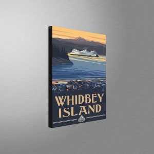 Whidbey Island Washington Ferry Canvas, Pillow, Blanket from Travel Artwork by Artist Paul A. Lanquist