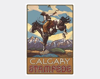 Calgary Stampede Bucking Horse Art Print: Vintage Travel Poster