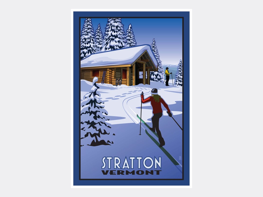Stratton Vermont Skiers Art Print: Vintage Travel Poster - Etsy