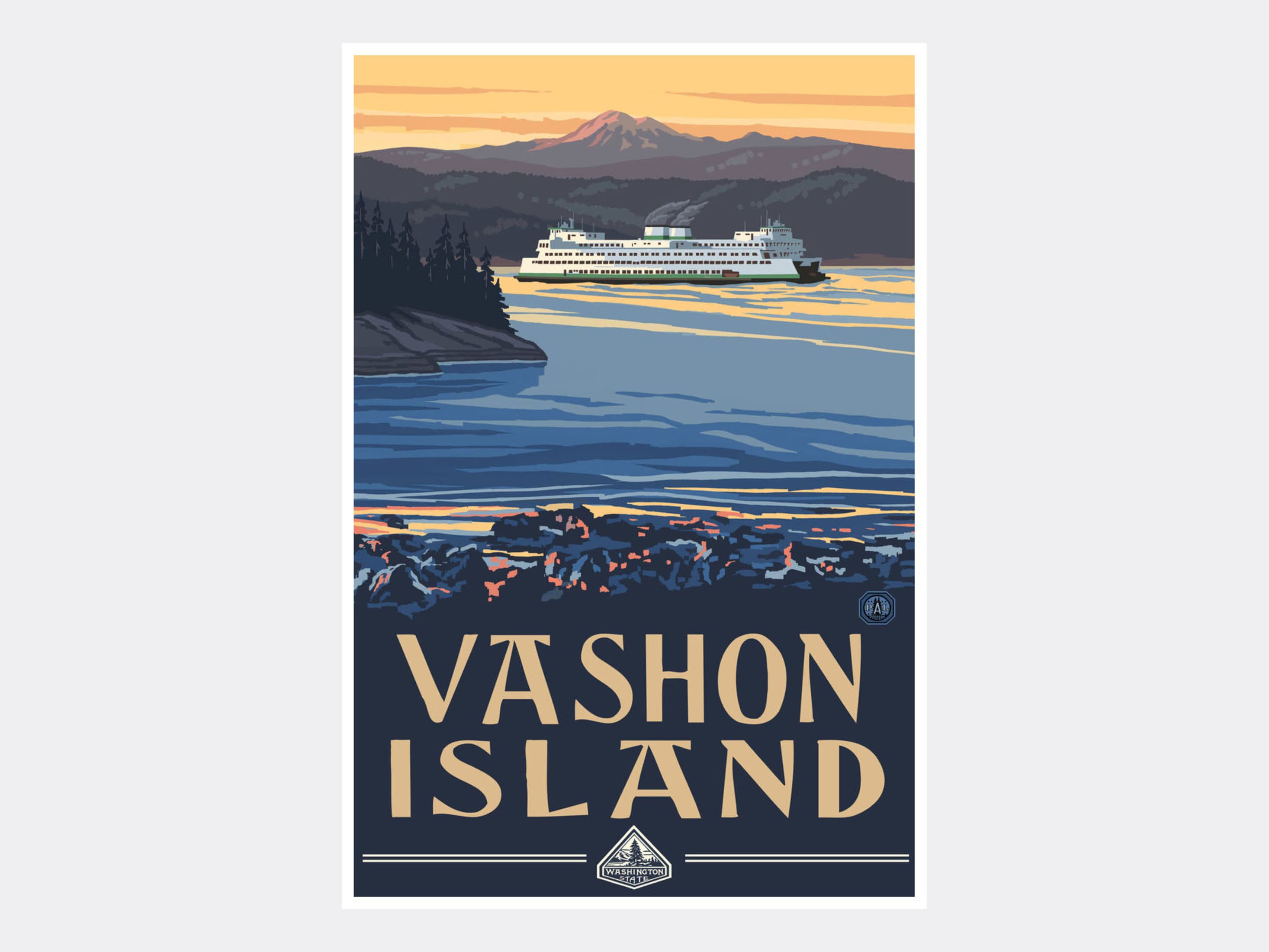 Vashon Island Ferry Art Print: Washington Travel Poster by Paul A